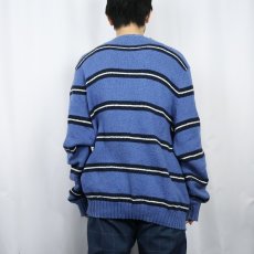 画像3: POLO Ralph Lauren ロゴ刺繍 マルチボーダー柄 コットンニットセーター XXL (3)