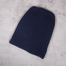 画像1: COLUMBIA KNIT USA製 ロングコットンウォッチキャップ NAVY (1)