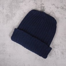 画像2: COLUMBIA KNIT USA製 ロングコットンウォッチキャップ NAVY (2)