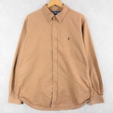 画像1: POLO Ralph Lauren "CLASSIC FIT" ヘリンボーン織り コットンボタンダウンシャツ L (1)