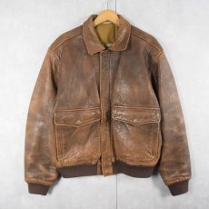 画像1: 80's AEROPOSTALE "A-2 TYPE" レザーフライトジャケット SIZE40 (1)