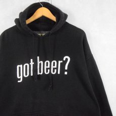 画像1: STEVE& BARRY'S "got beer?" パロディプリントスウェットフーディー BLACK L (1)