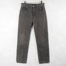 画像1: 90's Levi's 501 USA製 "サルファブラック" ブラックデニムパンツ W30 (1)