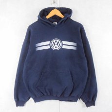 画像1: Volkswagen ロゴプリント スウェットフーディー NAVY L (1)