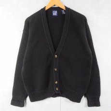 画像2: 90's GAP コットンニットカーディガン BLACK M (2)