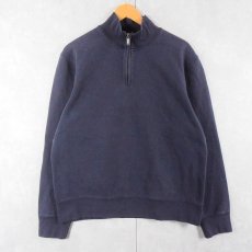 画像1: 90's POLO Ralph Lauren USA製 ポニー無し ハーフジップスウェット NAVY L (1)