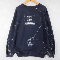 画像1: AIRBUS 航空会社ロゴ刺繍 ペンキペイントスウェット NAVY XL (1)