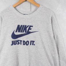 画像1: 80's NIKE USA製 紺タグ "JUST DO IT." ロゴプリントスウェット XXL (1)