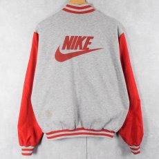 画像4: 90's NIKE 銀タグ ナイロン切り替え リバーシブル スウェットスタジャン (4)