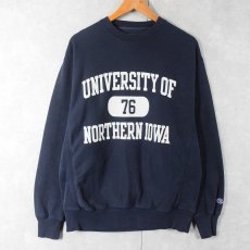 画像1: Champion REVERSE WEAVE "NORTHERN IOWA "プリントスウェット NAVY M (1)