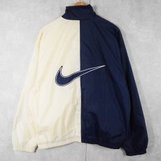 画像1: NIKE 2トーン ナイロンジャケット NAVY×WHITE L (1)