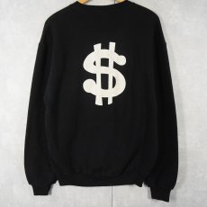 画像1: 90's RUSSELL ATHLETIC USA製 "＄" バックプリントスウェット BLACK L (1)