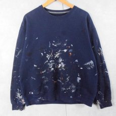 画像1: FRUIT OF THE LOOM ペンキペイント 無地スウェット NAVY XL (1)