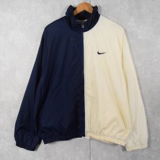 画像2: NIKE 2トーン ナイロンジャケット NAVY×WHITE L (2)