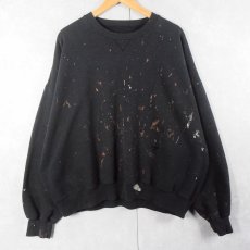 画像1: FRUIT OF THE LOOM ペンキペイント 前V 無地スウェット BLACK 3XL (1)