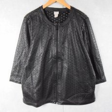 画像3: CHICO'S DESIGN パンチングデザイン フェイクレザージャケット BLACK size3 (3)