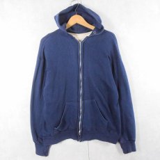 画像1: 〜80's 裏サーマル スウェットジップパーカー NAVY (1)