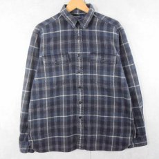 画像1: POLO Ralph Lauren チェック柄 チンスト付き ヘビーネルシャツ L (1)