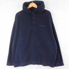 画像1: 90's POLO SPORT Ralph Lauren USA製 ハーフスナップ フリースフーディ NAVY L (1)