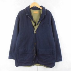 画像1: LEWIS CREEK ウール/コットン リバーシブルテーラードジャケット NAVY L (1)