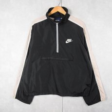 画像1: 80's NIKE 紺タグ ハーフジップ ナイロンジャケット BLACK L (1)