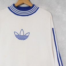 画像1: 80's adidas ロゴ刺繍 フリースプルオーバー L (1)