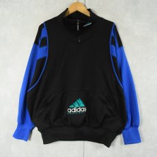 画像1: 90's adidas EQUIPMENT ロゴ刺繍 プルオーバー ジャージジャケット BLACK M (1)