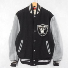 画像1: 80's NFL RAIDERS CANADA製 フットボールチーム レザー×ウールスタジャン M (1)