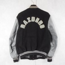 画像2: 80's NFL RAIDERS CANADA製 フットボールチーム レザー×ウールスタジャン M (2)