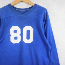 画像1: 70's〜 RUSSELL ATHLETIC USA製 金タグ "80" プリントフットボールTシャツ L (1)