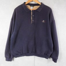 画像1: 90's ORVIS ダブルフェイス ヘンリーネックスウェット NAVY L (1)