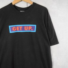 画像1: 90's NIKE 銀タグ USA製 "GET UP." プリントTシャツ BLACK XXL (1)