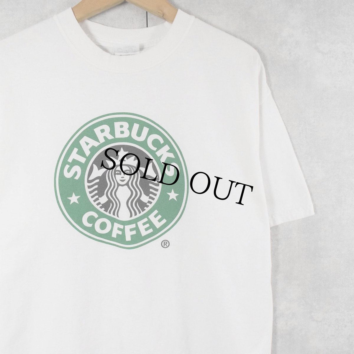 画像1: STARBUCKS COFFEE ロゴプリントTシャツ L (1)