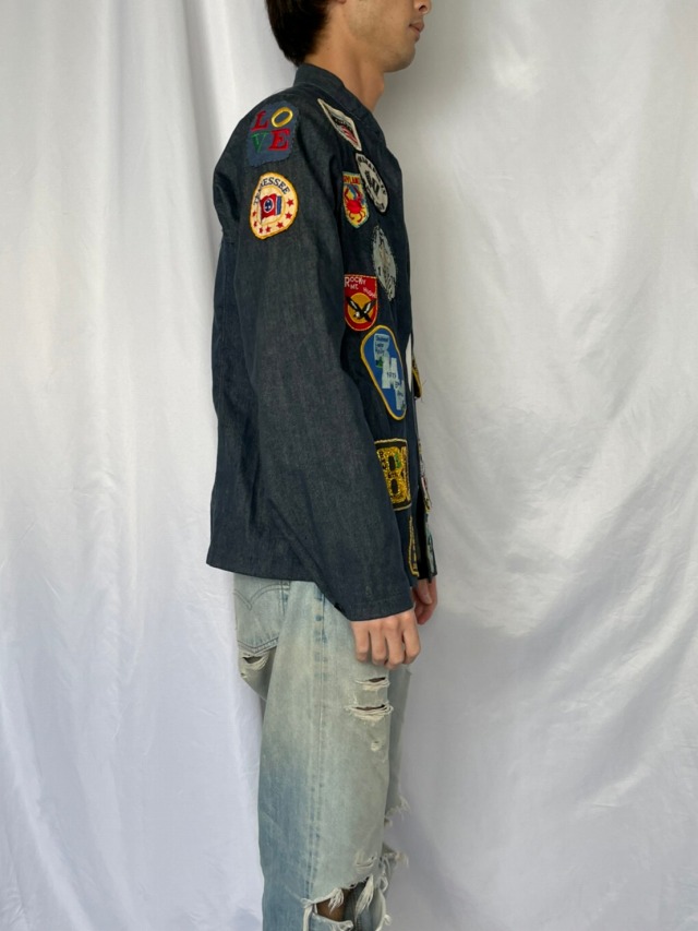 80s 80年代 ワッペン リメイク 刺繍 アウター ジャケット デニム