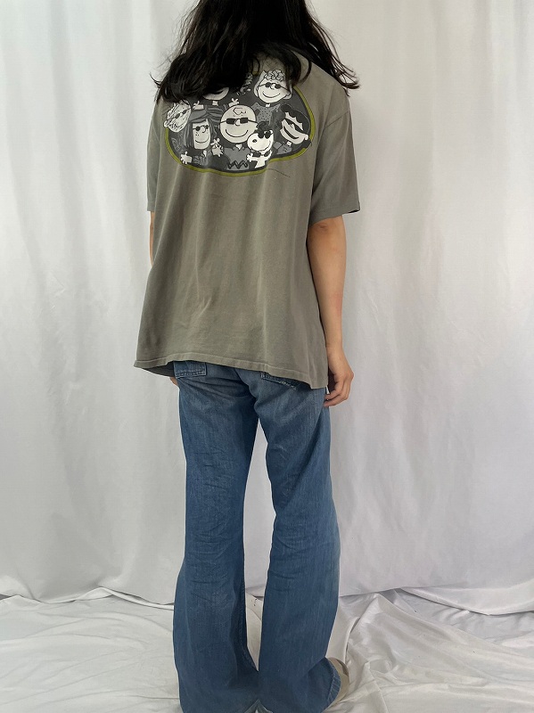 90's PEANUTS USA製 キャラクターパロディプリントTシャツ XL