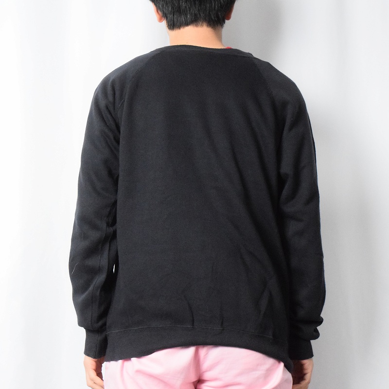 90's Hanes USA製 無地 ラグランスウェット BLACK L