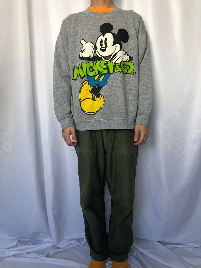 【SALE】90's DISNEY MICKEY MOUSE USA製 キャラクタープリントスウェット XL