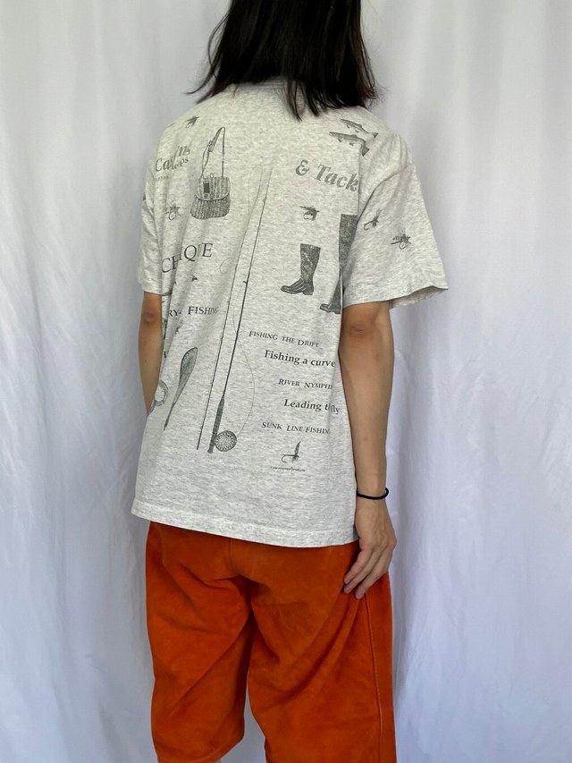 90's rel-e-vant products USA製 フィッシング プリントTシャツ XL