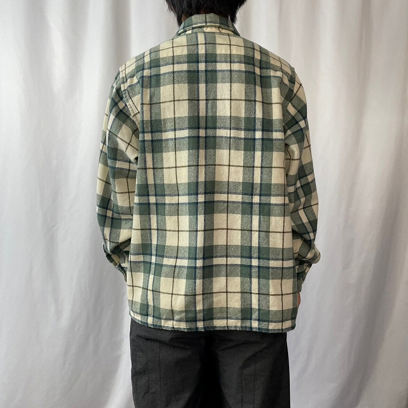50〜60's Woolrich チェック柄 ウール×ナイロン オープンカラーシャツ L