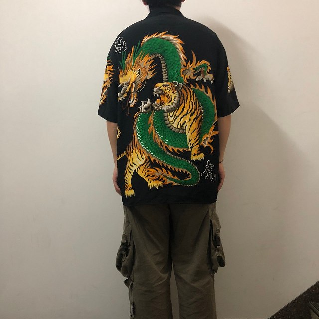 された】 70's vintage KENNINGTON 龍 虎 和柄 シャツ L WA70s