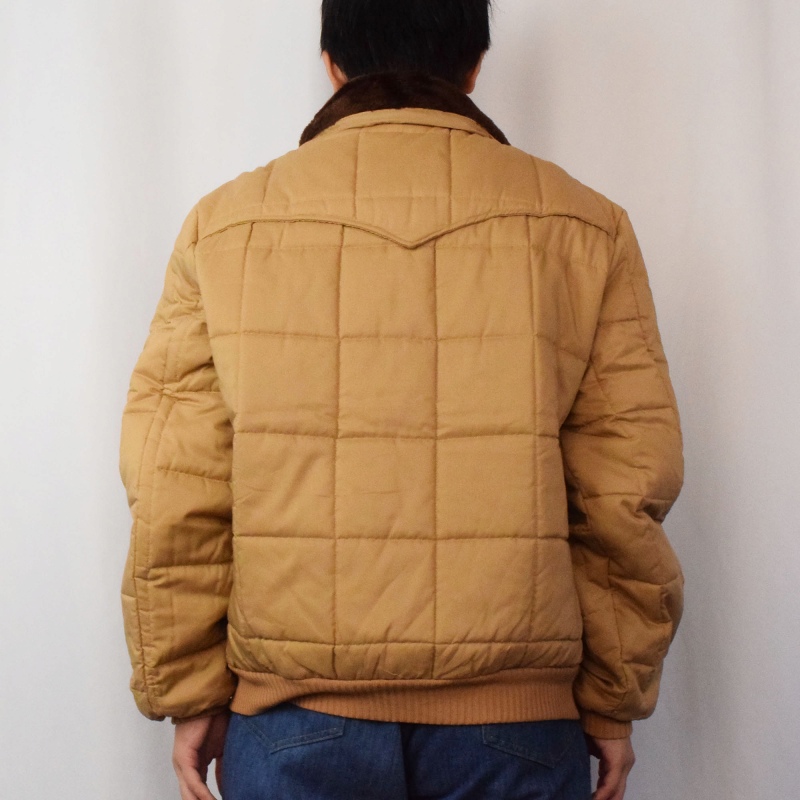 70's〜 USA製 中綿入り 襟ボア ウエスタンキルティングジャケット