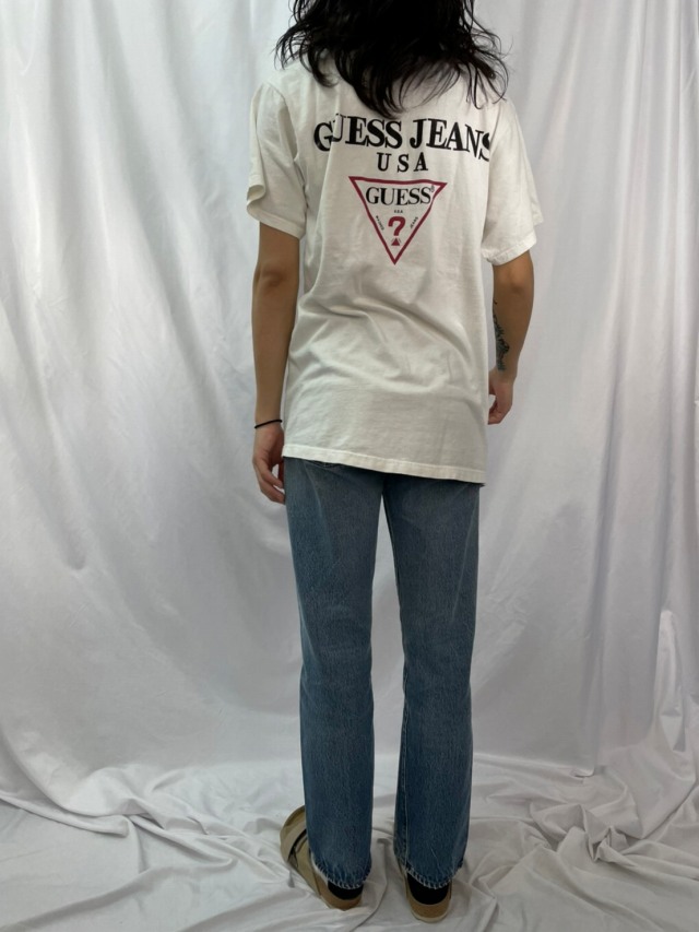 90's giant by TULTEX GUESS JEANS ラバープリントロゴTシャツ L