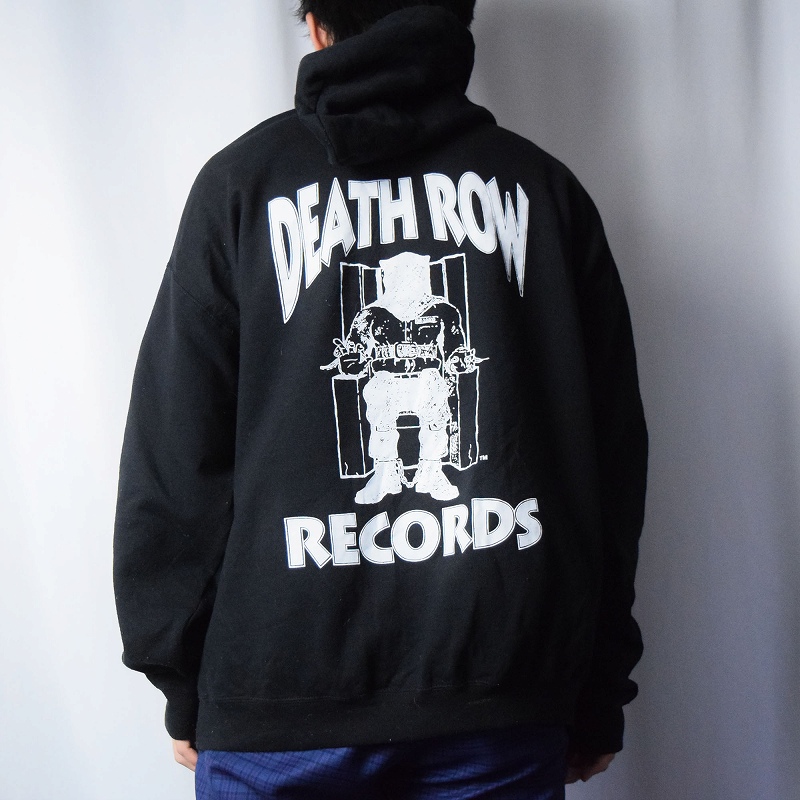 DEATH ROW RECORDS UK製 ヒップホップレコードレーベル ロゴプリントスウェットフーディー XXL