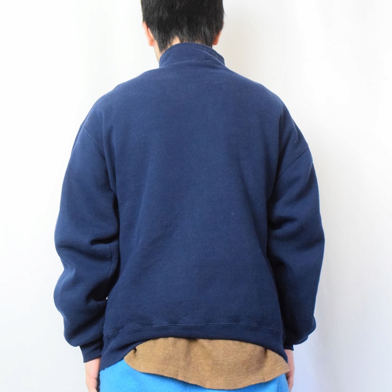 90's〜 RUSSELL ATHLETIC USA製 ハーフジップスウェット NAVY L