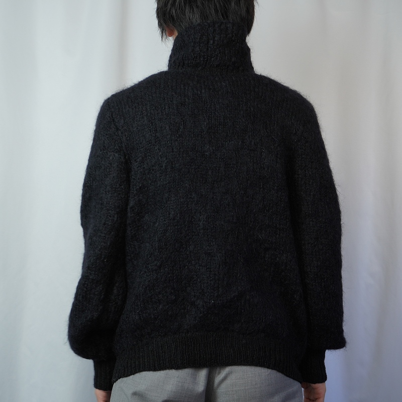 handmade black mohair knit sweater素材