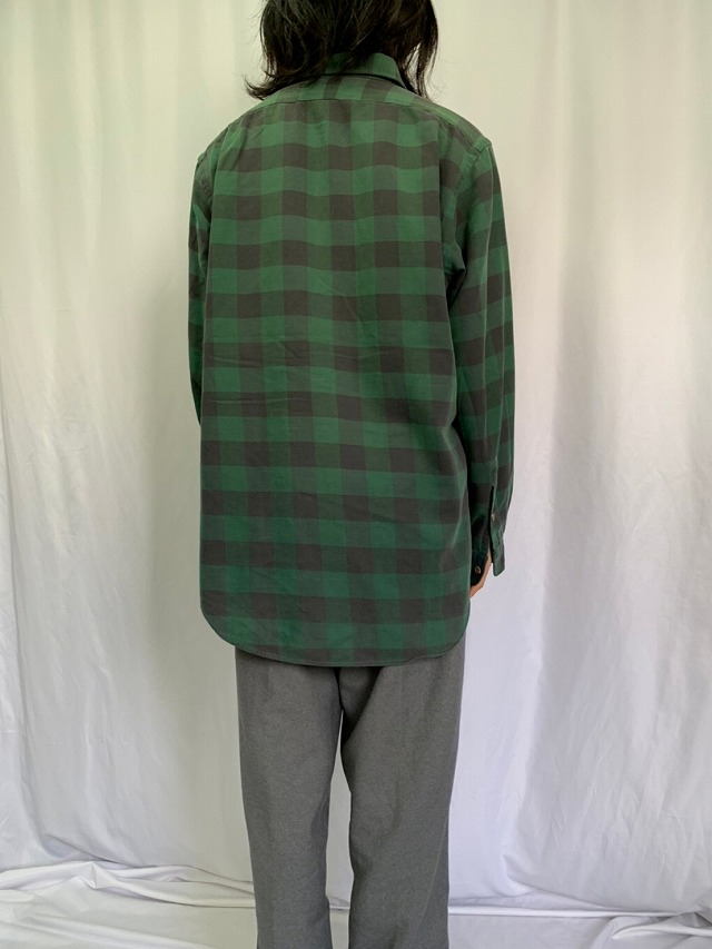 フロント裾に小穴80s ラルフローレン カントリー 緑タグ チェック柄フリンジワイドパンツ