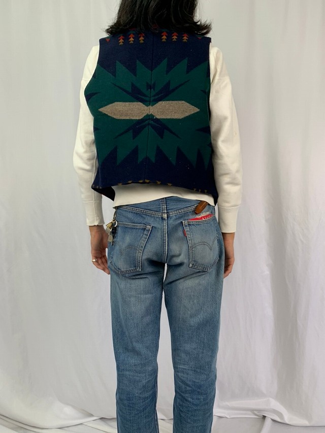 90's PENDLETON USA製 ネイティブ柄 ウール×コットンベスト