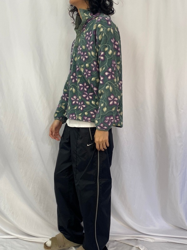 80〜90's L.L.Bean 花柄 プルオーバーフリースジャケット