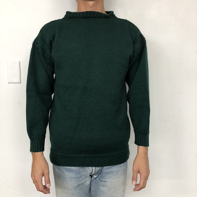 Vintage Guernsey Sweater Greenガンジーセーター ニット ウール グリーン 緑 ビンテージ古着屋feeet 通販 名古屋 大須 メンズ
