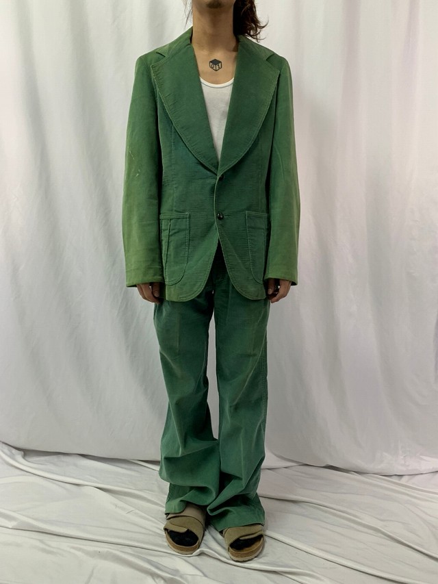 60s〜70sテーラードジャケット グリーン 緑 ビンテージ-